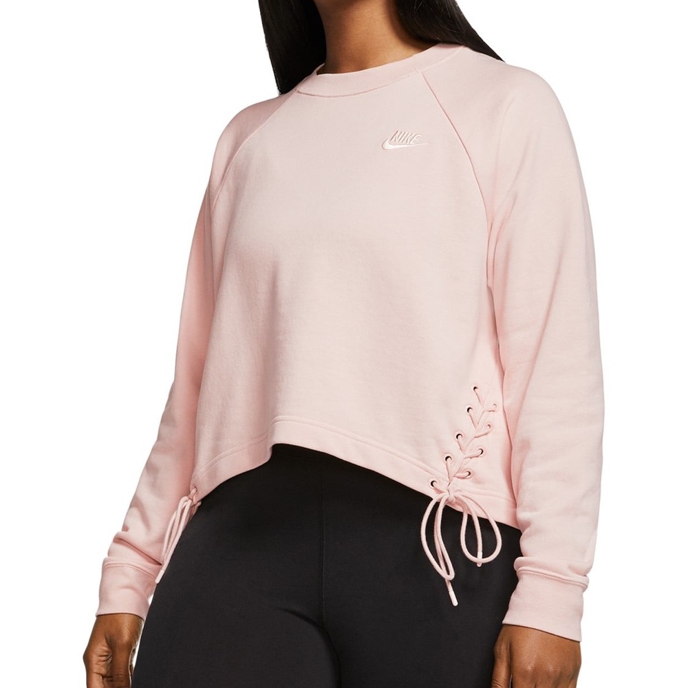 Nike | Women's Soft Pink Lace-Up Sweatshirt Size M